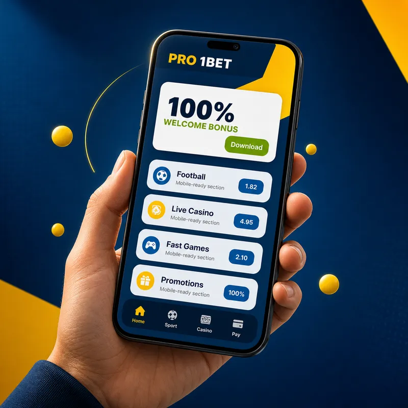 واجهة تطبيق Pro1Bet على هاتف محمول